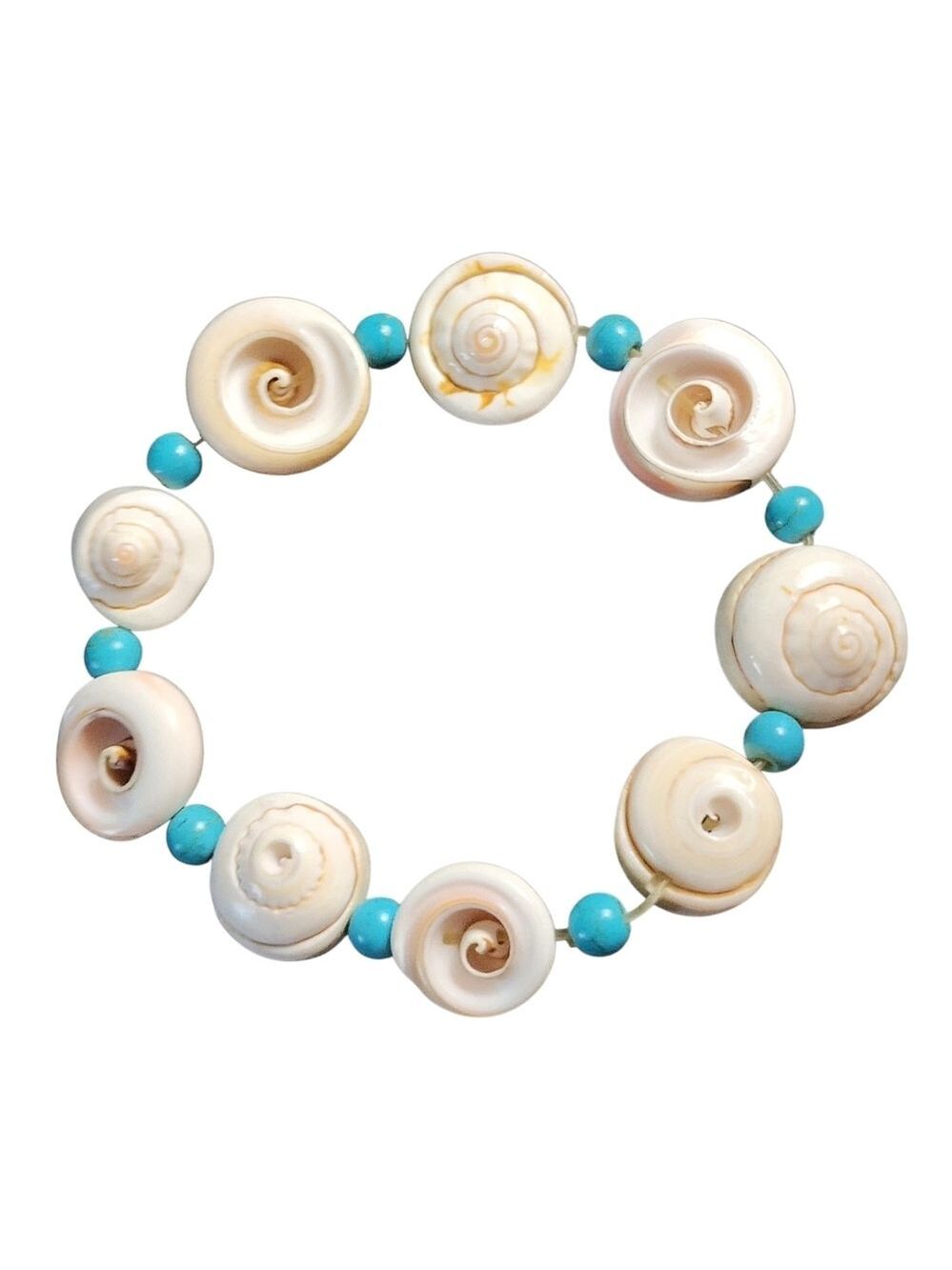 Shell and Turquoise Stretch Bracelet